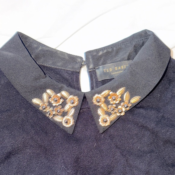 Ted Baker London Black Top with Gold Embellished Collar - Picture 7 of 10